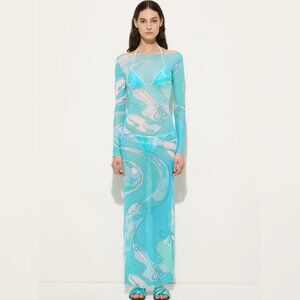 PUCCI Ruffled printed tulle maxi dress